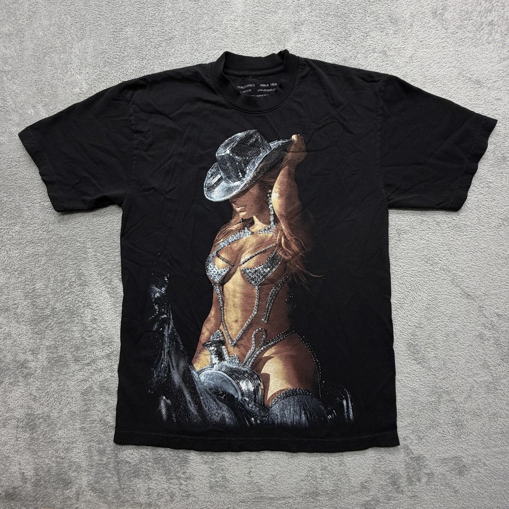 Beyonce Shirt Mens‎ M Black Renaissance World Tour Graphic Tee Cowgirl 2023